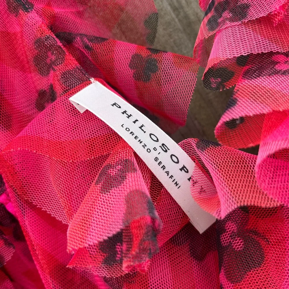 Philosophy di Lorenzo Serafini Pink Floral Ruffle Mini Dress - Unworn - Picture 3 of 9